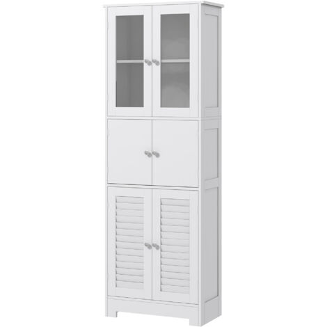 HOMCOM Mobiletto Bagno Moderno con 2 Armadietti e Ripiani Regolabili Bianco