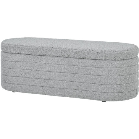 HOMCOM Panca Contenitore Fondo Letto in Tessuto Teddy 116x41x40.5cm Grigio