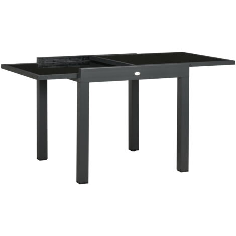 Outsunny Tavolo da Giardino Allungabile con Piano in Vetro 80-160x80x75cm Nero