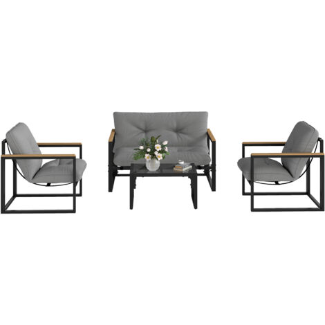 Cuscini Per Divanetto In Vimini 3 Pezzi – 1 Divano E 2 A U, Impermeabili, UV Resistenti, Blu Navy, 48x112x10 Cm