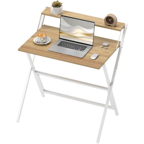 HOMCOM Scrivania Richiudibile con Ripiano per Monitor, 81.5x62x86.5 cm, Legno