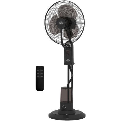 HOMCOM Ventilatore a Nebulizzazione 3 Velocità 3 Modalità con Telecomando Nero