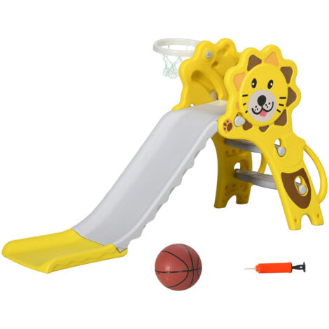 AIYAPLAY Scivolo da Interno con Canestro da Basket in PE Giallo e Grigio (1/5)