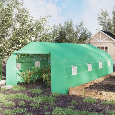 Outsunny Serra per Orto con 8 Finestre Laterali e Ingresso Avvolgibile Verde