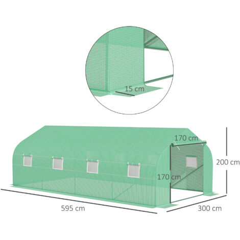 Outsunny Serra per Orto con 8 Finestre Laterali e Ingresso Avvolgibile Verde