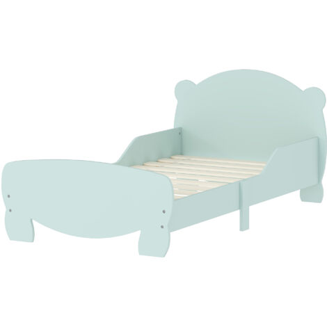 AIYAPLAY Letto per Bambini con Testiera e Pediera a Orso e 2 Sponde Verde
