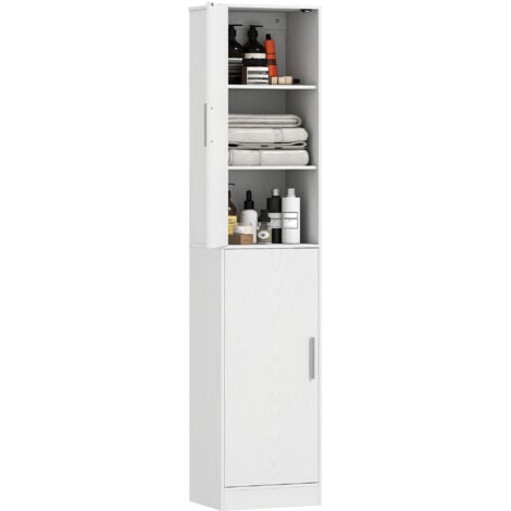 HOMCOM Colonna Bagno a 2 Armadietti con 6 Ripiani Regolabili Bianco