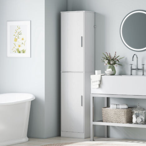 HOMCOM Colonna Bagno a 2 Armadietti con 6 Ripiani Regolabili Bianco