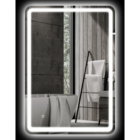 HOMCOM Specchiera Bagno Touch 70x100cm LED 3 Temperature e Antiappannamento