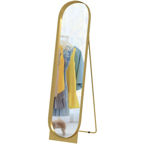 HOMCOM Specchio da Terra Autoportante in Metallo 40x150 cm Oro