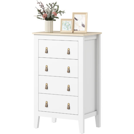 HOMCOM Cassettiera 4 Cassetti Moderna e Minimal in Legno, 60x40x85 cm, Bianco Lucido | Leroy Merlin