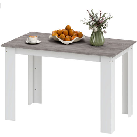 HOMCOM Tavolo da Cucina Moderno per 4-6 Persone 120x69x75cm Grigio e Bianco