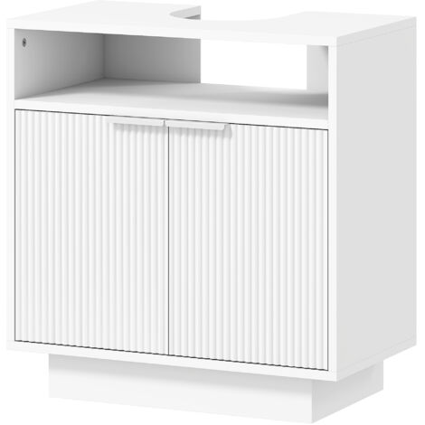 HOMCOM Mobile Bagno Sotto Lavabo con Ripiano Interno Regolabile Bianco (1/5)