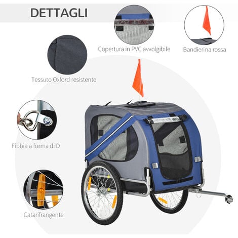 PawHut Carrello per Cani e Rimorchio Bici 2 in 1 con Ingresso a