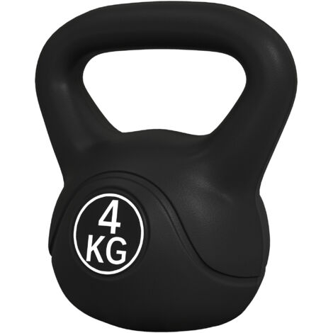HOMCOM Kettlebell 4kg con 18x12x20 cm in Plastica e Sabbia Nero