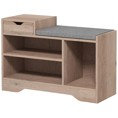 HOMCOM Scarpiera Moderna con 3 Ripiani Aperti e Cassetti in Legno Grigio (1/5)