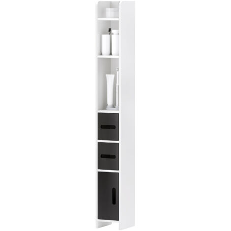 Bealife Mobile Colonna Per Bagno Con Ripiano Con Piedistallo, Armadio Alto A 2 Ante, 1 Cassetto 1 Ripiano Aperto E Ripiano Regolabile 85403944