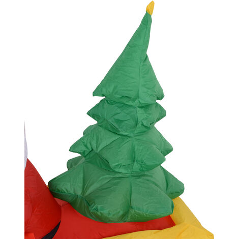 HOMCOM Gonfiabile di Babbo Natale con Slitta e Renne, Lungo 2.3 Metri