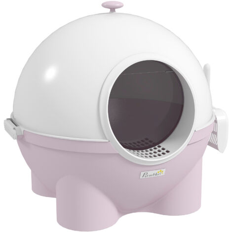 PawHut Lettiera per Gatti 4kg Max Chiusa con Paletta 53x51x48 cm Rosa