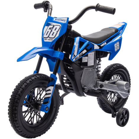 AIYAPLAY Moto Giocattolo per Bambini 3-6 Anni con Rotelle Rimovibili Blu