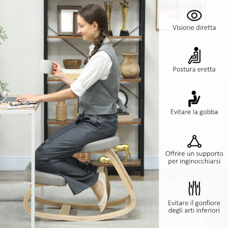 HOMCOM Sedia Da Ufficio Regolabile In Altezza Con Funzione Dondolo, Senza Braccioli, Rivestimento In Velluto - Grigio