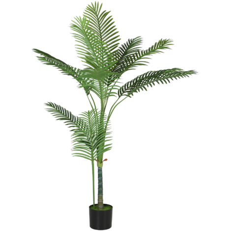 HOMCOM Pianta Artificiale di Palma Areca Alta 150 cm per Interni con Vaso Verde