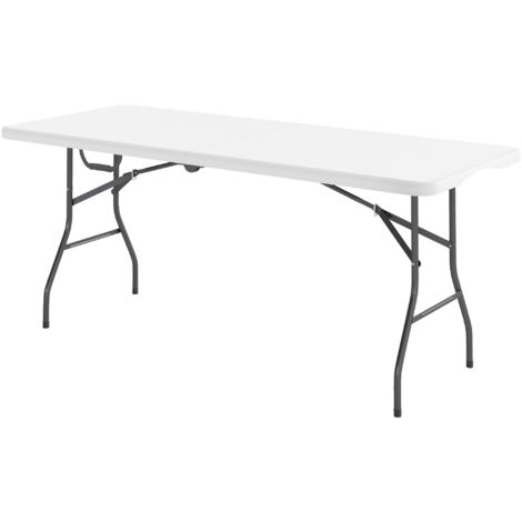 Outsunny Tavolo da Campeggio Pieghevole con Maniglia 180x74x74 cm Bianco
