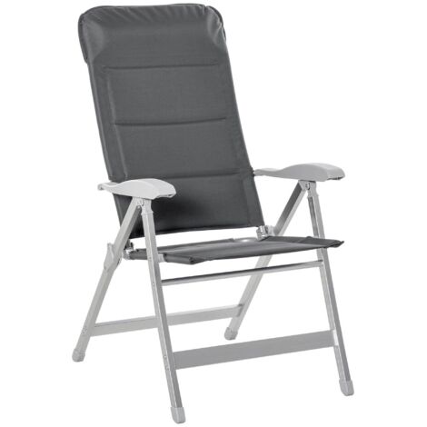 Outsunny Sedia da Esterno Pieghevole con Braccioli e Schienale Regolabile Grigio