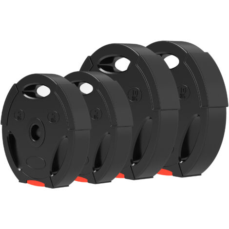 SPORTNOW Set 2 Dischi Pesi da 10 kg e 2 Dischi Pesi da 5 kg con 3 Fori Nero