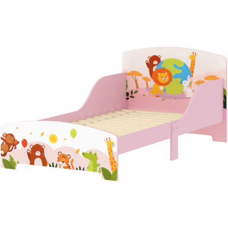 AIYAPLAY Letto Bambini 3+ Anni con Bordi Rialzati e Sponde di Sicurezza Rosa