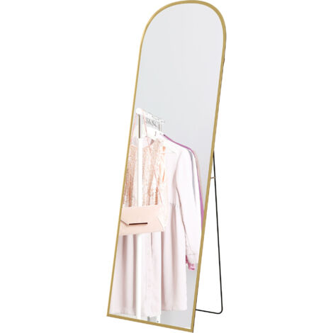 HOMCOM Specchio da Parete e Terra con Supporto Pieghevole 50x170cm Oro