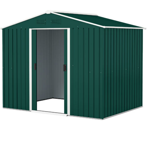 Outsunny Capanno Porta Attrezzi in Acciaio con 2 Porte Scorrevoli Verde