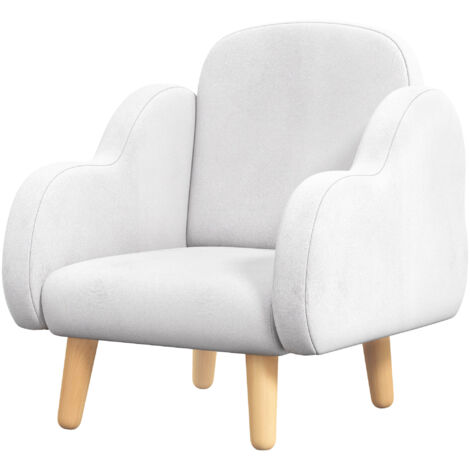 ZONEKIZ Poltroncina per Bambini con Braccioli a Nuvola in Tessuto Bianco
