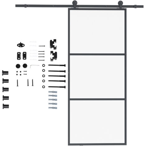 HOMCOM Kit Porte Scorrevoli con Binari, Fermi e Guide in Acciaio 200x40x0.6 cm