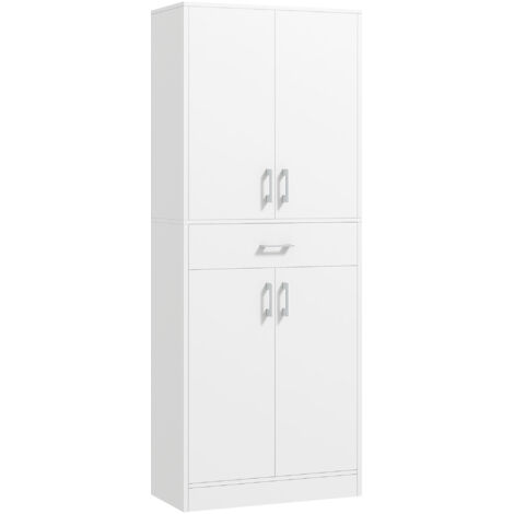 HOMCOM Credenza Cucina con 2 Armadietti, Ripiani Regolabili e Cassetto Bianco