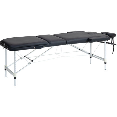 HOMCOM Lettino Professionale per Massaggi Pieghevole ad Altezza Regolabile Nero