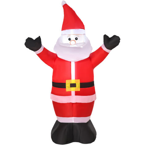 HOMCOM Babbo Natale Gonfiabile 180cm Con Capretta Luci LED Decorazione Natalizia Da Esterno 135x85x180cm Multicolore 47219390
