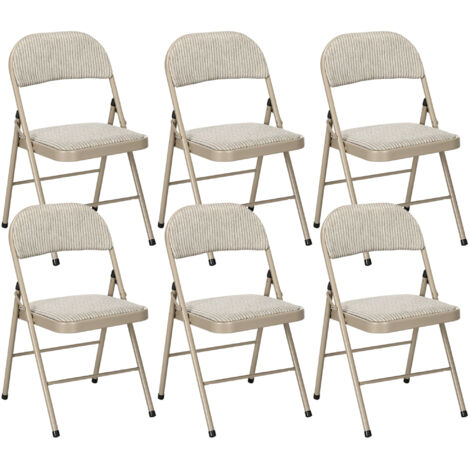 HOMCOM Set 6 Sedie Pieghevoli in Acciaio Seduta Imbottita in Poliestere Beige