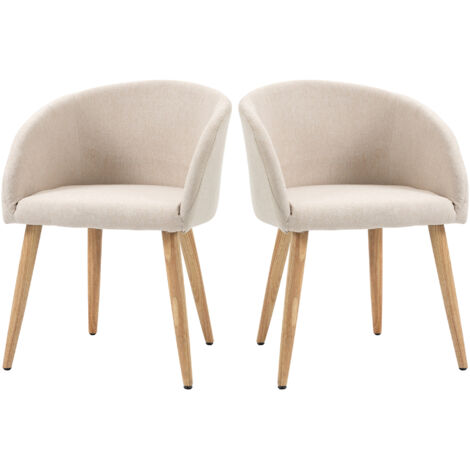 HOMCOM Set 2 Sedie Imbottite da Pranzo Stile Scandinavo in Tessuto Beige (1/5)