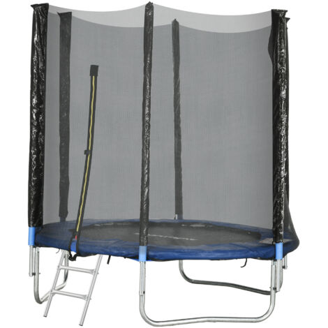 SPORTNOW Tappetino Elastico in Acciaio Blu con 3 Gambe e Scaletta (1/5)
