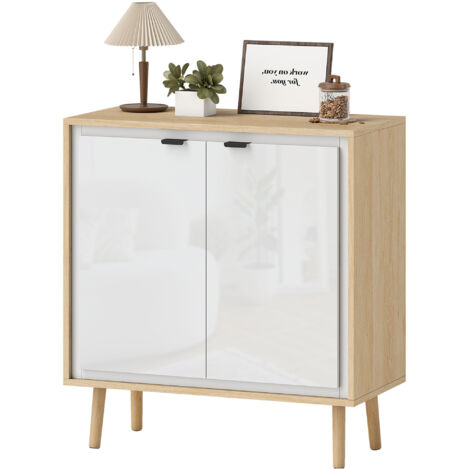HOMCOM Credenza Cucina con 2 Armadietti e 2 Cassetti, Bianco e Rovere | Italy HOMCOM Credenza Cucina con 2 Armadietti e 2 Cassetti, Bianco e Rovere | Italy