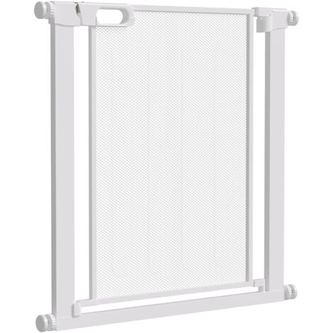 PawHut Cancelletto per Cani Regolabile 75-82cm con Chiusura Automatica Bianco