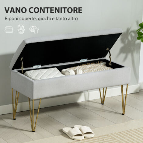 Panca Fondo Letto Con Contenitore In Tessuto Teddy Bianco Crema Homcom