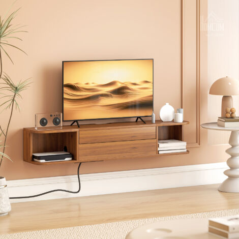 Furologee Mobile TV Con Prese E USB: Supporto Industriale 3 Ripiani, Portata 68 Kg, Per TV Fino A 55 Pollici, 109x21.5x54 Cm - 3