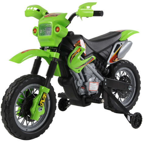 HOMCOM Moto per Bambini Elettrica da Cross Velocità 2.5km/h Batteria 6V Verde