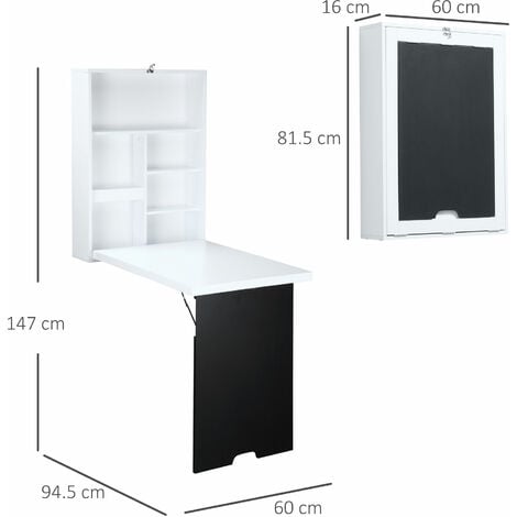 HOMCOM Tavolo Pieghevole da Muro Salvaspazio (60x94.5x147cm)