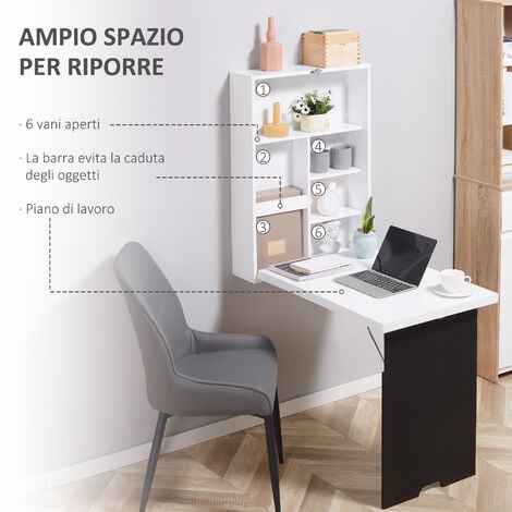 HOMCOM Tavolo Pieghevole da Muro Salvaspazio (60x94.5x147cm)