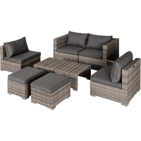 Outsunny Salotto da Giardino Rattan PE 8 Pz Poltrone Tavolini Sgabelli