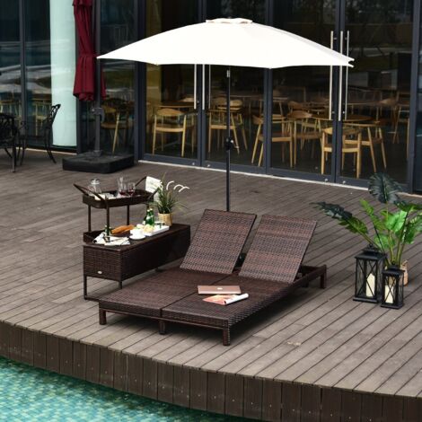 Outsunny Lettino Prendisole 2 Posti Schienale Regolabile 196 x 120 x 28cm