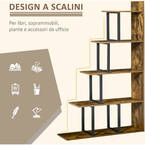 HOMCOM Libreria Stile Vintage/Industriale in Truciolato 102x30x160cm